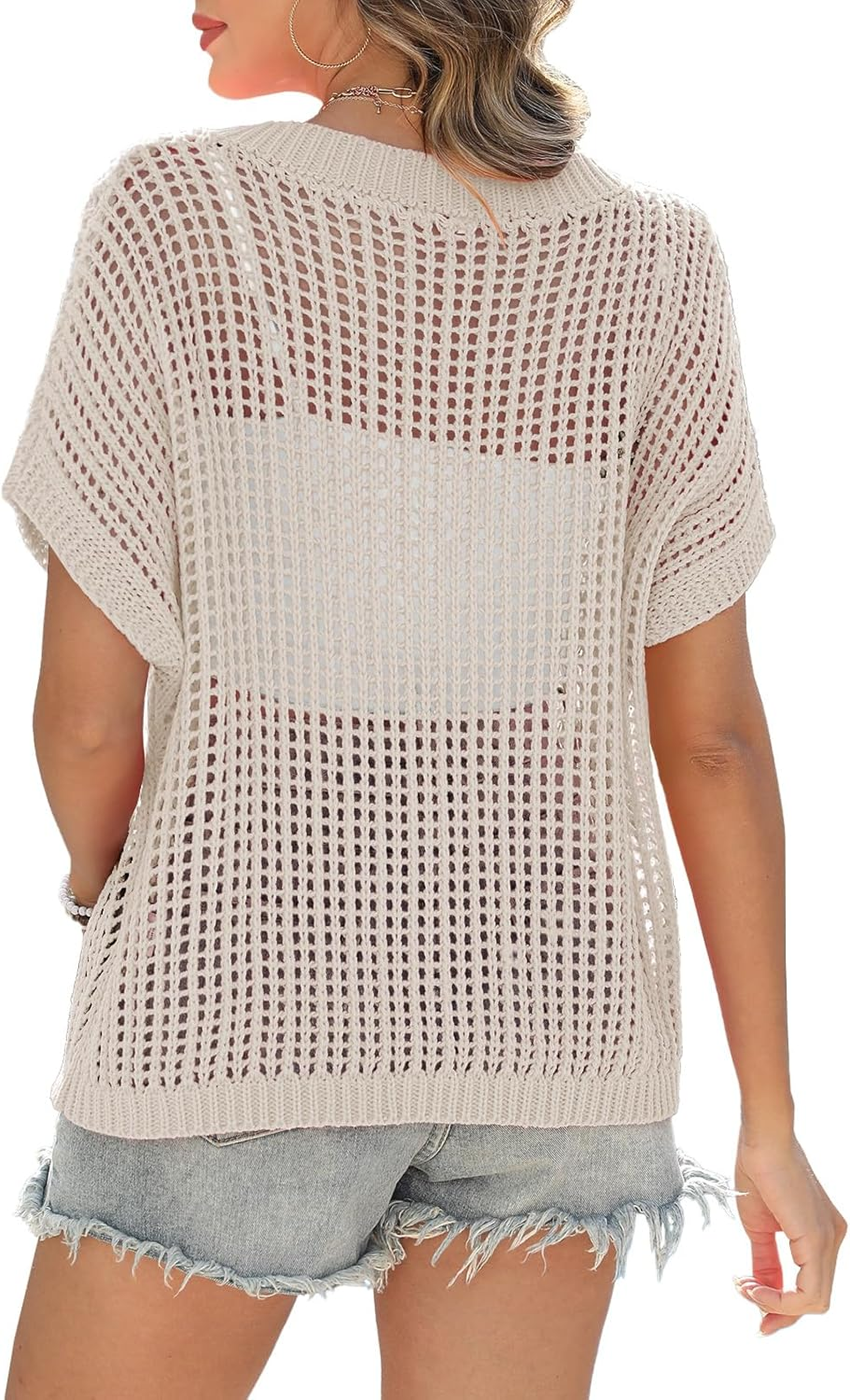 Hallie - Airy Openwork Knit Top