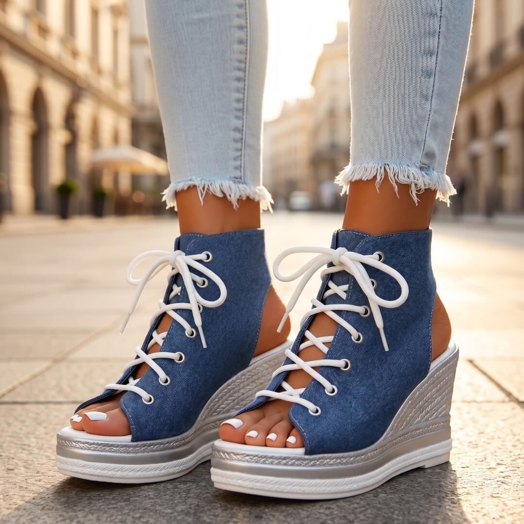Layla - Elevated Lace-Up Wedge Sandals