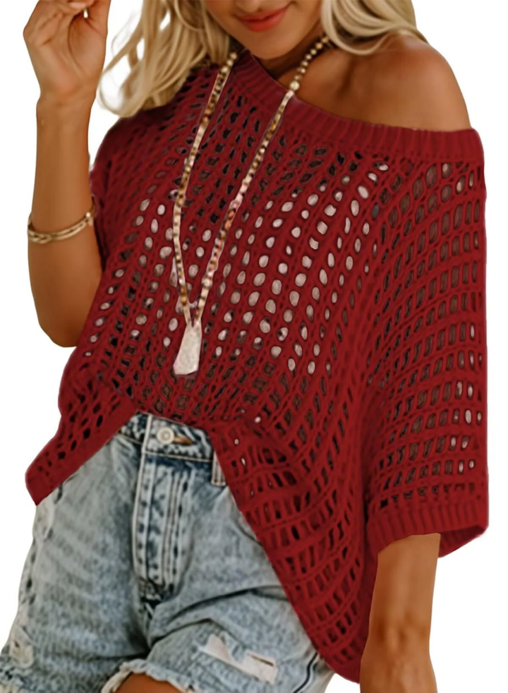 Hallie - Airy Openwork Knit Top