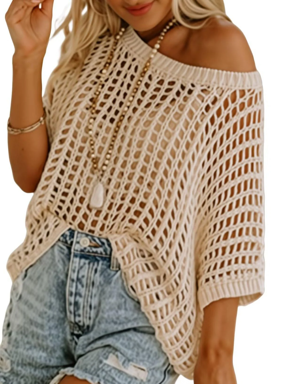 Hallie - Airy Openwork Knit Top