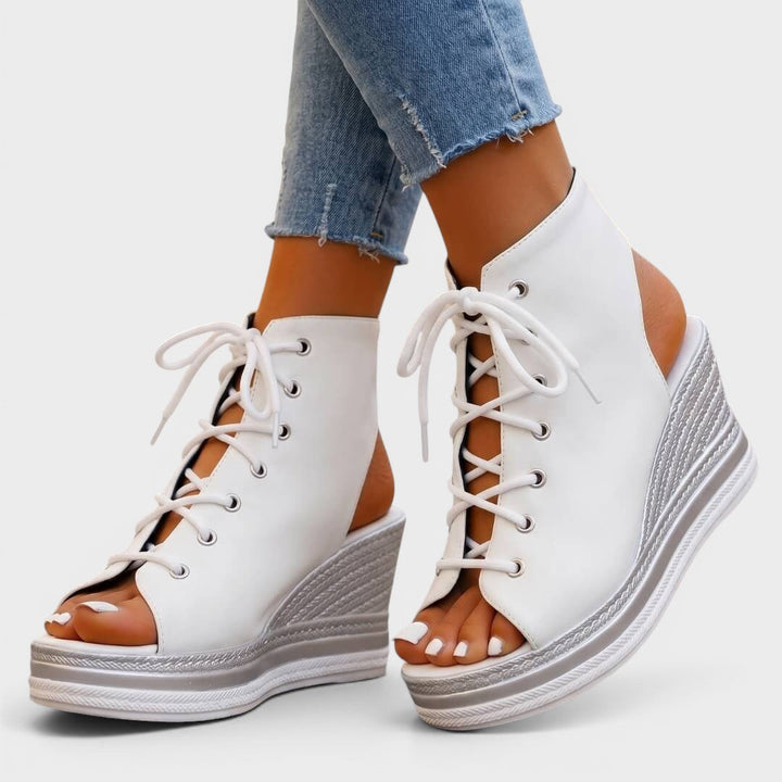 Elaina - Elevated Lace-Up Wedge Sandal