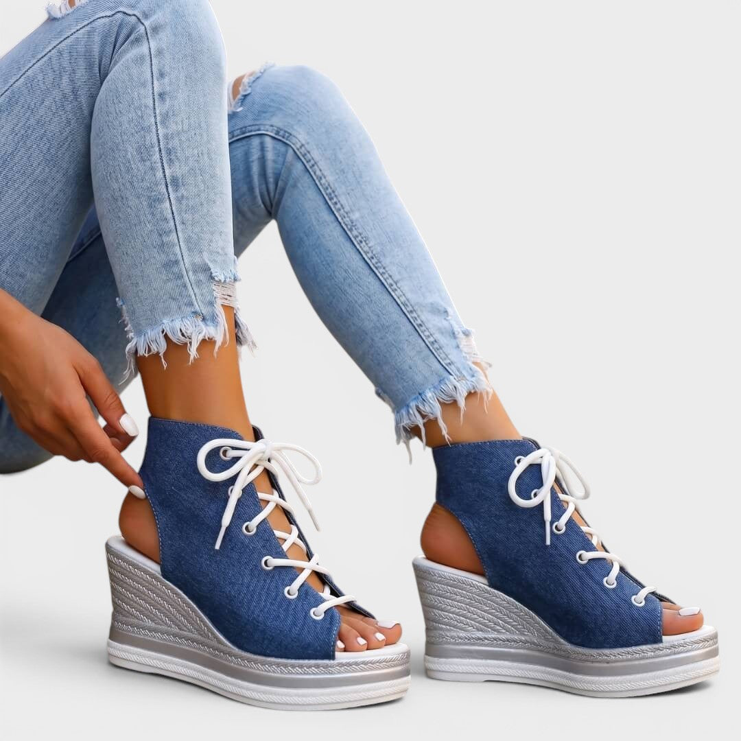 Elaina - Elevated Lace-Up Wedge Sandal
