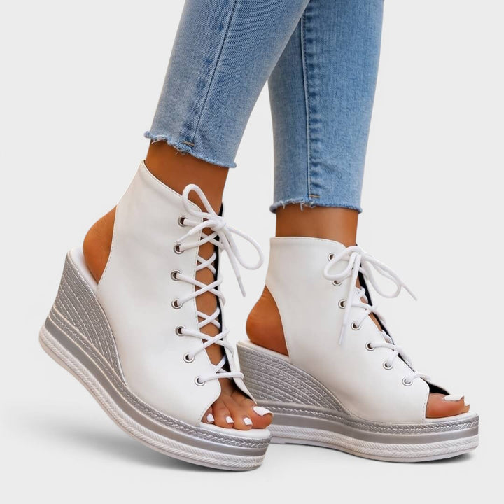 Elaina - Elevated Lace-Up Wedge Sandal