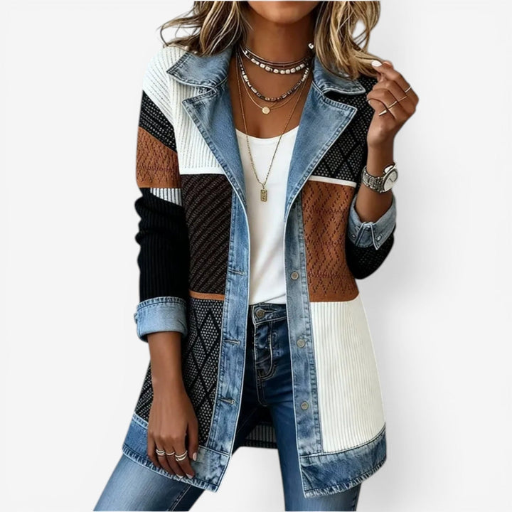 Juliette - Denim Trim Ribbed Cardigan