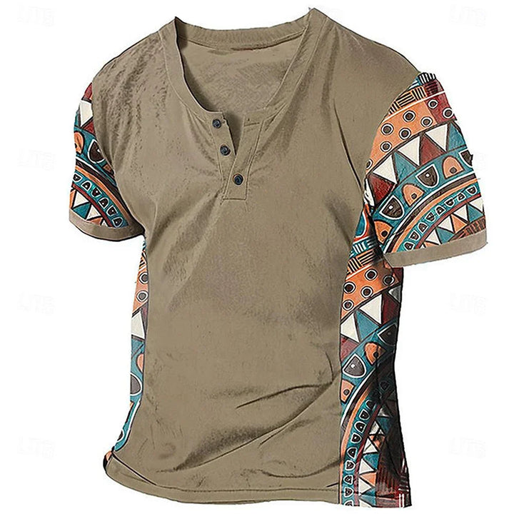Zachary - Vintage-Inspired Tribal Henley Shirt
