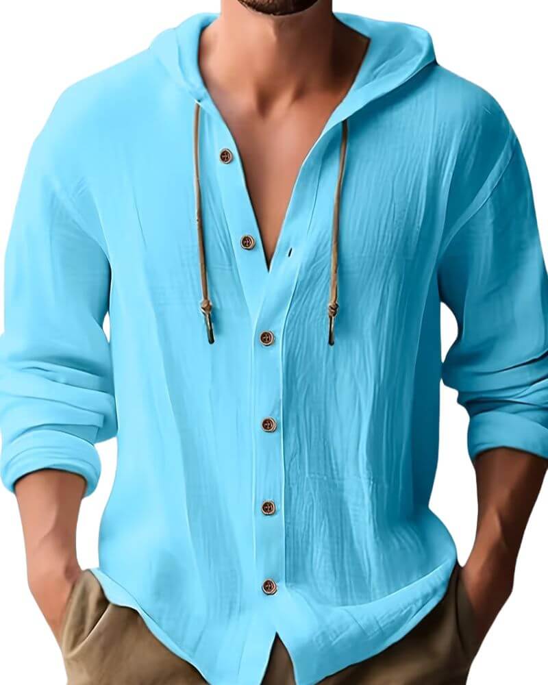 Fraser - Soft-Touch Hooded Henley T-Shirt