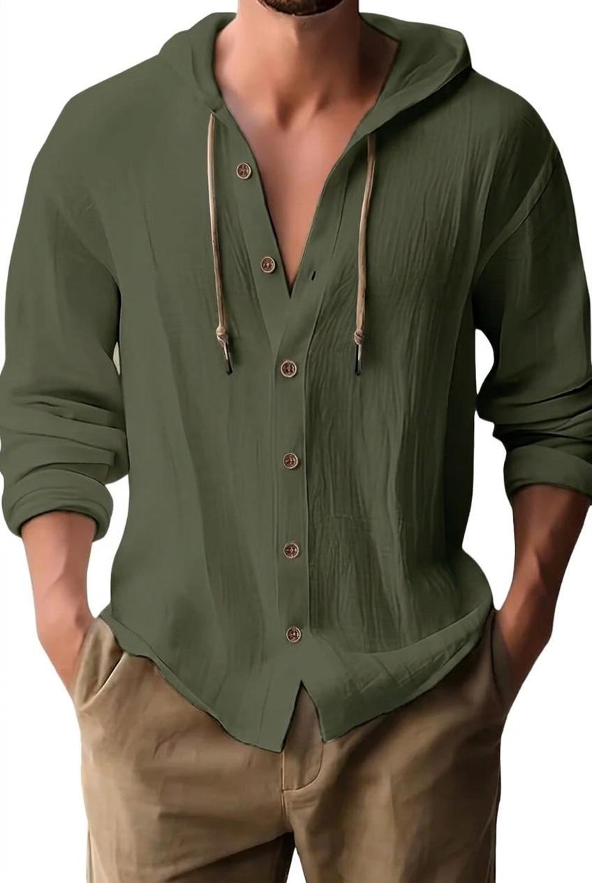 Fraser - Soft-Touch Hooded Henley T-Shirt